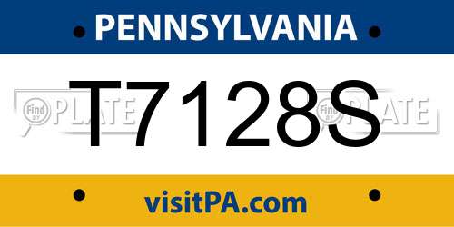 T7128S Pennsylvania License Plate