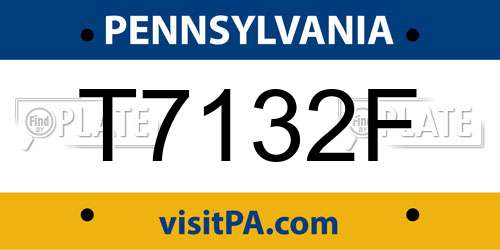 T7132F Pennsylvania License Plate