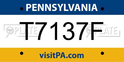 T7137F Pennsylvania License Plate