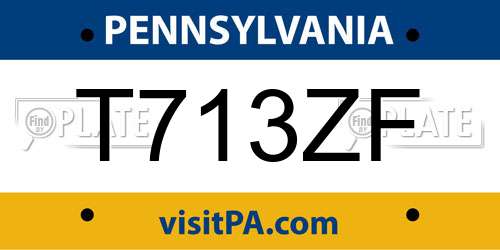 T713ZF Pennsylvania License Plate