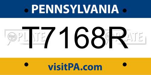T7168R Pennsylvania License Plate
