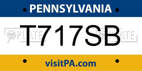 T717SB Pennsylvania License Plate