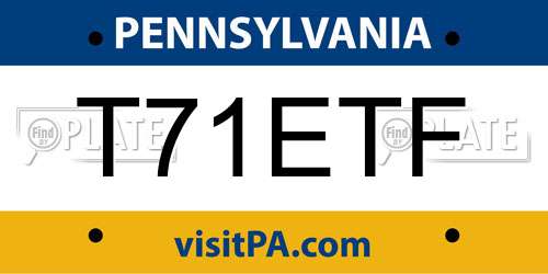 T71ETF Pennsylvania License Plate