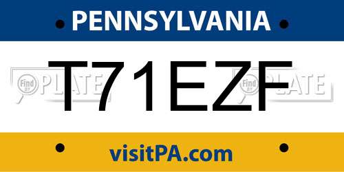 T71EZF Pennsylvania License Plate