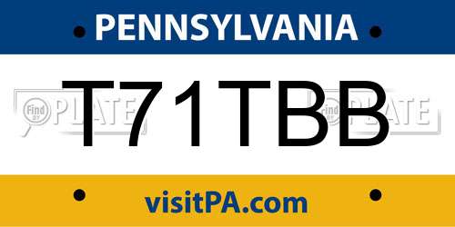 T71TBB Pennsylvania License Plate