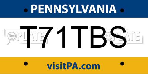 T71TBS Pennsylvania License Plate