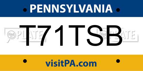 T71TSB Pennsylvania License Plate
