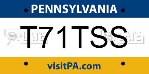 T71TSS Pennsylvania License Plate