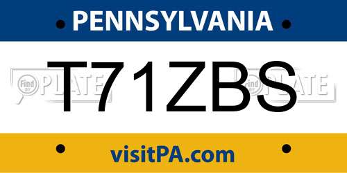 T71ZBS Pennsylvania License Plate