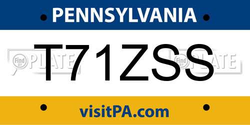 T71ZSS Pennsylvania License Plate