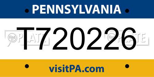T720226 Pennsylvania License Plate