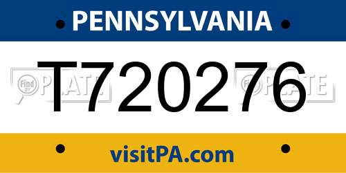 T720276 Pennsylvania License Plate