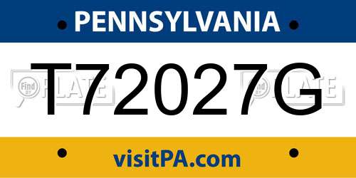 T72027G Pennsylvania License Plate