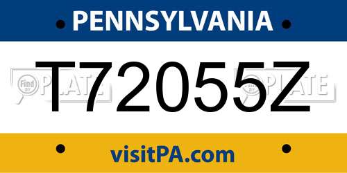 T72055Z Pennsylvania License Plate