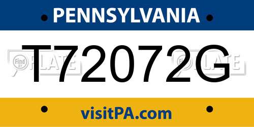 T72072G Pennsylvania License Plate