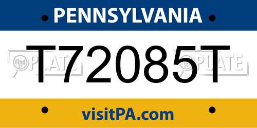 T72085T Pennsylvania License Plate