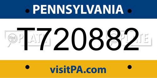 T720882 Pennsylvania License Plate