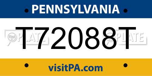 T72088T Pennsylvania License Plate