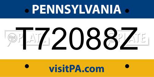 T72088Z Pennsylvania License Plate