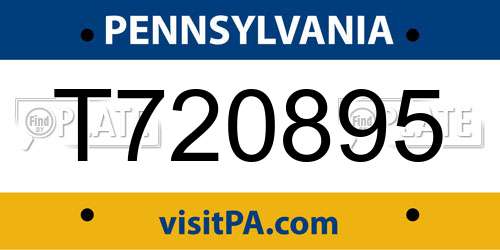 T720895 Pennsylvania License Plate