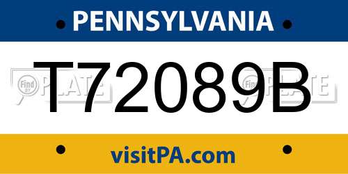 T72089B Pennsylvania License Plate