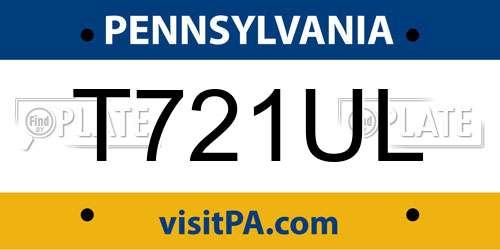 T721UL Pennsylvania License Plate