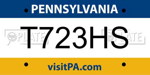 T723HS Pennsylvania License Plate