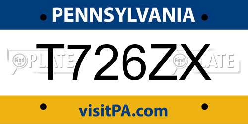 T726ZX Pennsylvania License Plate