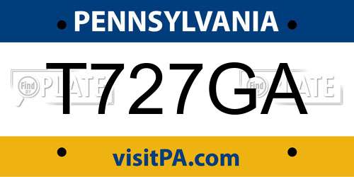 T727GA Pennsylvania License Plate