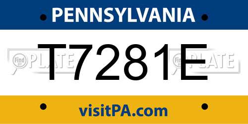 T7281E Pennsylvania License Plate