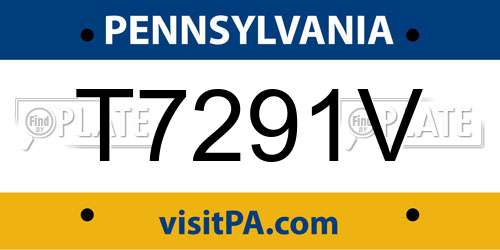 T7291V Pennsylvania License Plate