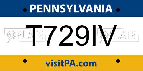 T729IV Pennsylvania License Plate