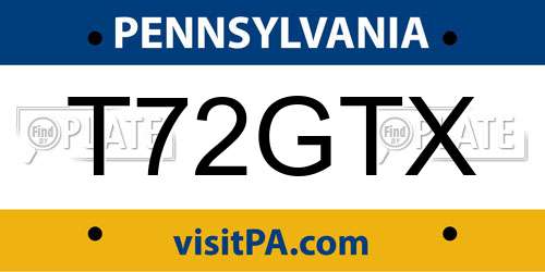 T72GTX Pennsylvania License Plate