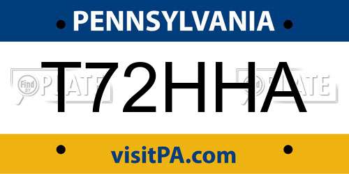 T72HHA Pennsylvania License Plate