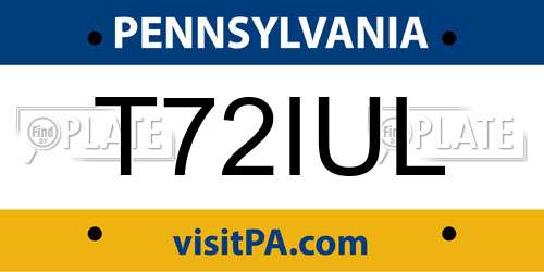 T72IUL Pennsylvania License Plate