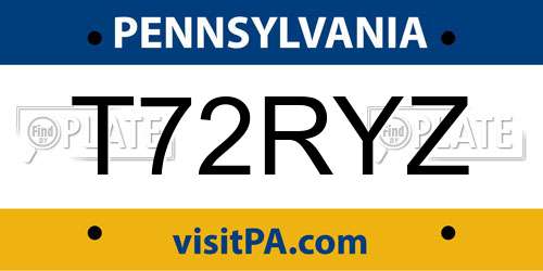 T72RYZ Pennsylvania License Plate