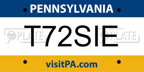 T72SIE Pennsylvania License Plate
