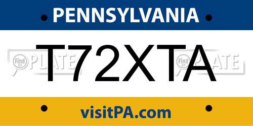 T72XTA Pennsylvania License Plate