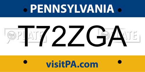 T72ZGA Pennsylvania License Plate