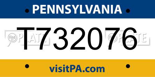 T732076 Pennsylvania License Plate