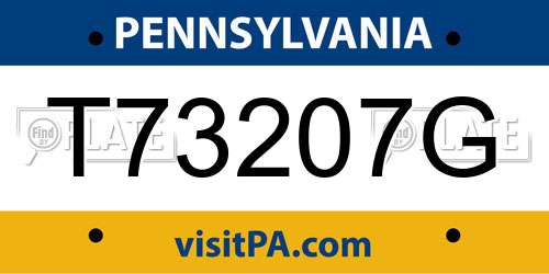T73207G Pennsylvania License Plate