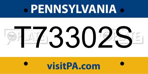 T73302S Pennsylvania License Plate