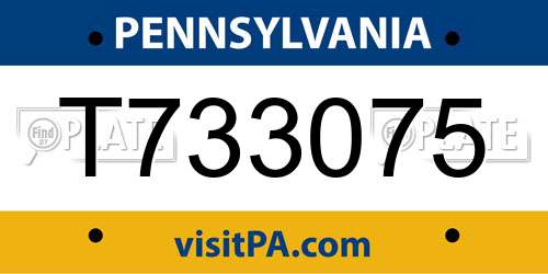 T733075 Pennsylvania License Plate