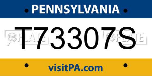 T73307S Pennsylvania License Plate