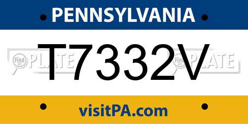 T7332V Pennsylvania License Plate