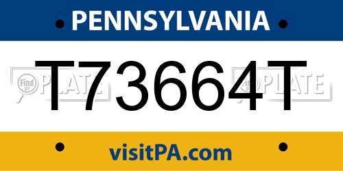T73664T Pennsylvania License Plate
