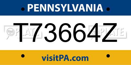 T73664Z Pennsylvania License Plate