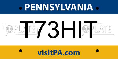 T73HIT Pennsylvania License Plate