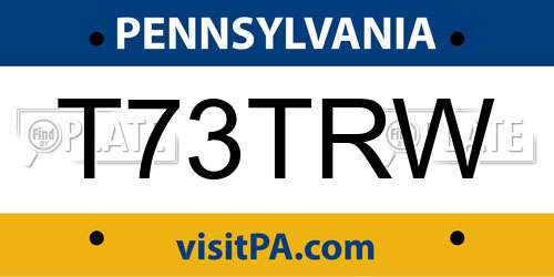 T73TRW Pennsylvania License Plate