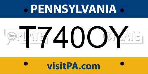 T740OY Pennsylvania License Plate
